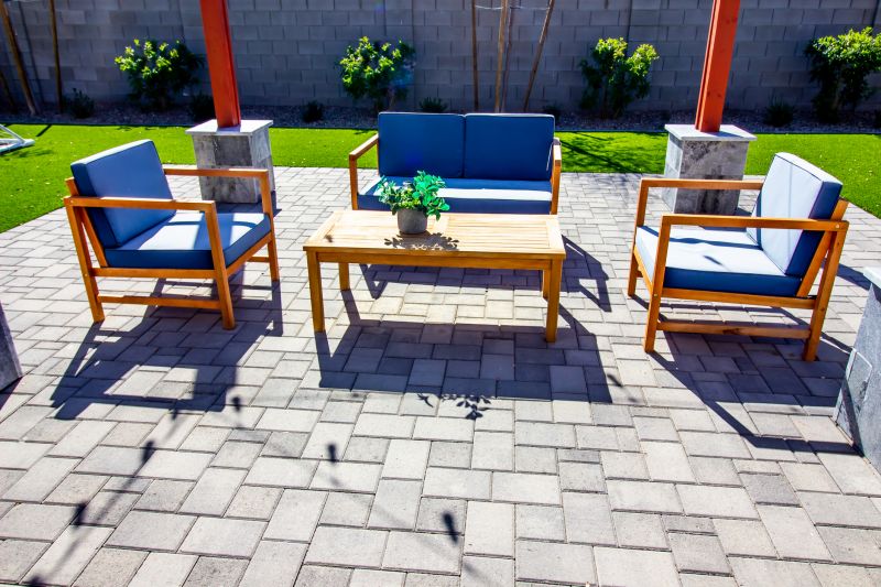 Paver patio with built-in seating
